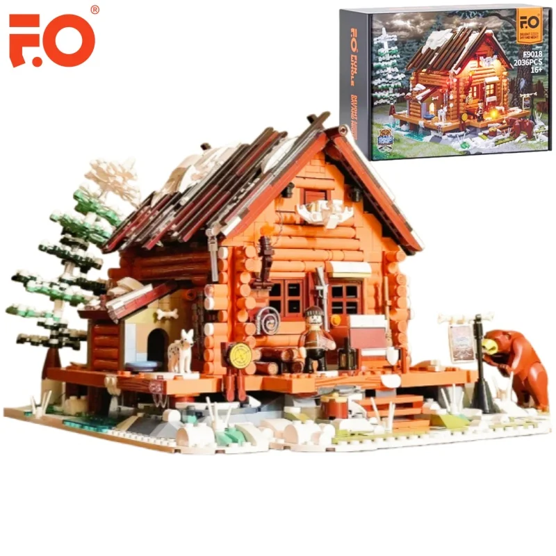 Funwhole الصيد لودج اللبنات نماذج المشهد الصغير منازل خشبية ثلاثية الأبعاد زينة تجميع ألعاب ألغاز قابلة للفصل