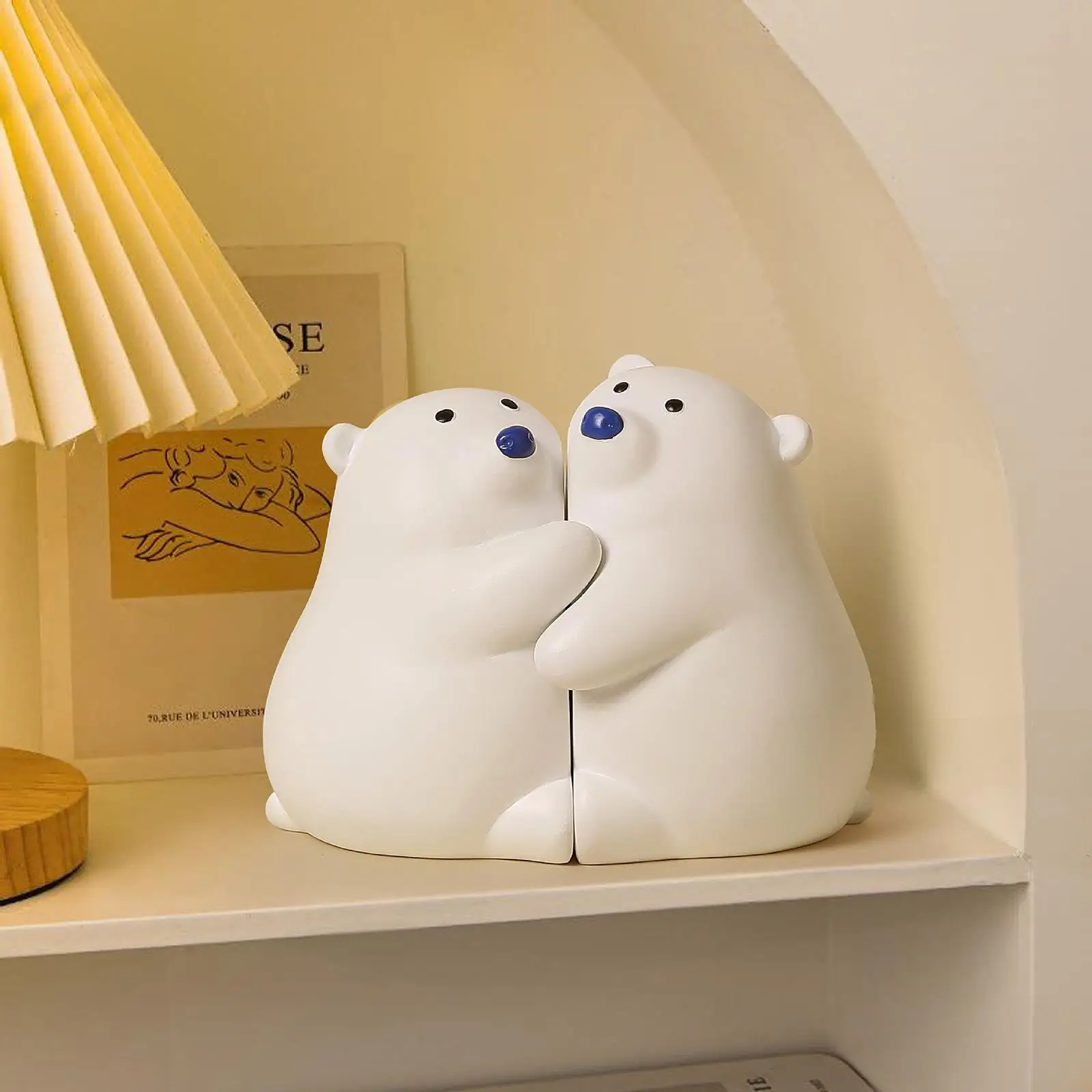 2Pcs Hugging Bear Bookends Decorative Bookends Adorable Children's Desk Decoration Cabinet Home Decor for Shelves Desk Office