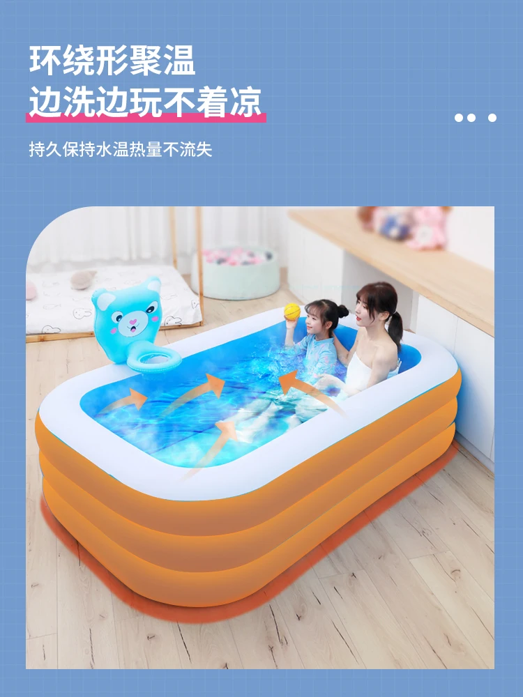 Stacked inflatable children's bath double bathtub, children's and baby's bathtub, soaking tool