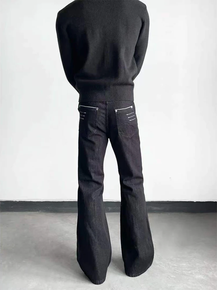 

Bla Four-Line Narrow Embroidered Jeans Men's Spring Autumn American Vibe Straight Leg Micro Flared Pants Design Sensation