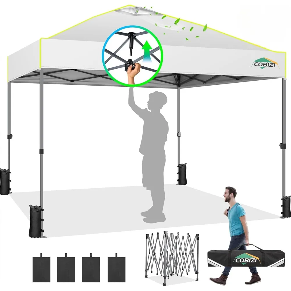 

Canopy 10x10 Pop Up Canopy Tent 1-Button Push Easy up Outdoor Canopy Instant Portable Commercial Shelter Waterproof UPF50+ Gaze