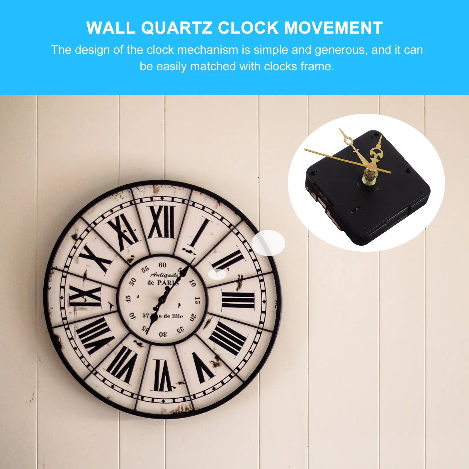 1Set Wall Clock Movement Plastic Kit Silent DIY Repair Parts Replacement High Precision Mute Mechanism Accessories