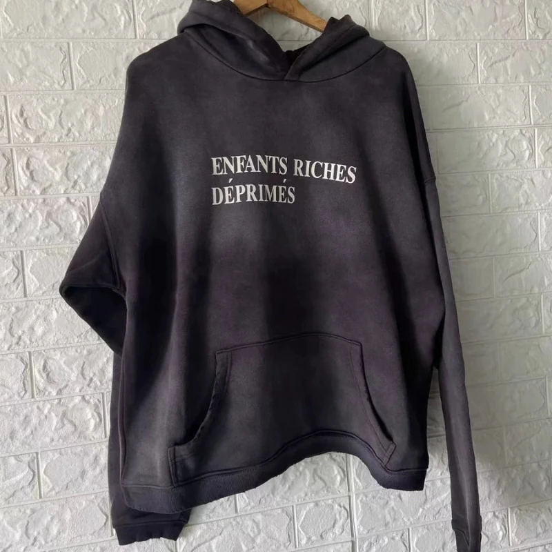 25ss Enfants Riches Deporimes Hoodies Classic Letter Logo Print Pure Cotton ERD Black Washed Sweatshirts