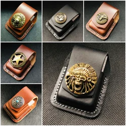 Retro Pentagram Kerosene Gasoline Lighter Leather Waist Bag For Zippo Lighters Handmade Belt Holster Cigarette Lighter Case