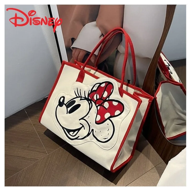 

Новая холщовая сумка с милым мультяшным Микки Диснеем, большая вместительная сумка-тоут с граффити, студенческая большая сумка на одно плечо