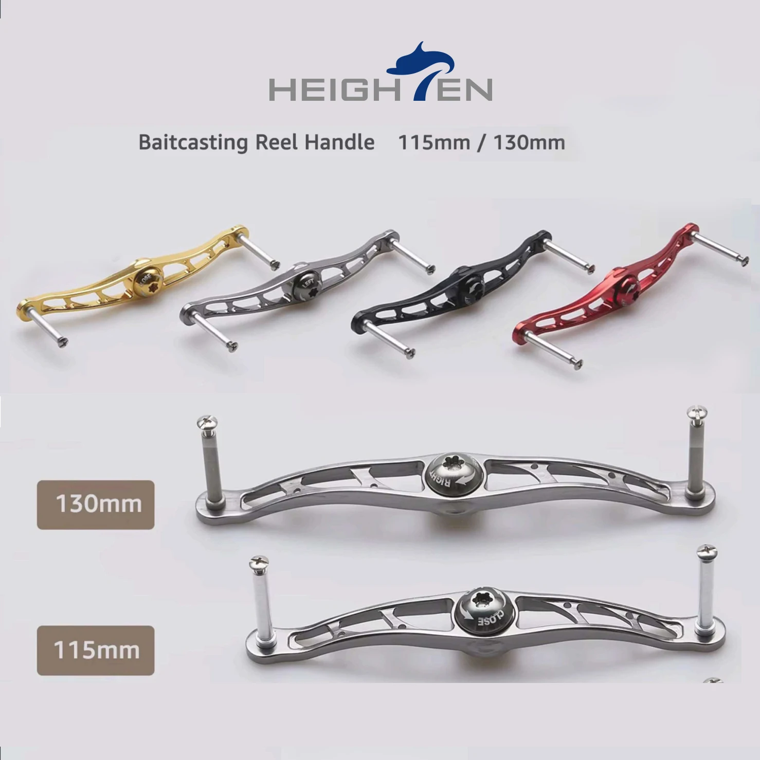 高さ115mm-130mmのベイトキャスティングリールハンドル（ノブなし）シマノ＆ダイワアブベイトリール用