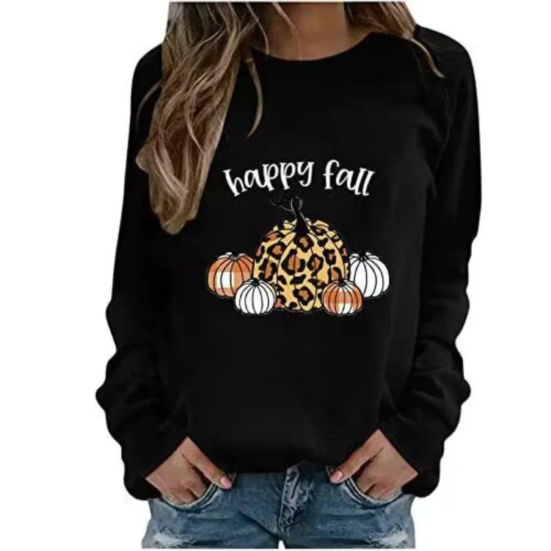 

Men's and Women's Pullovers New Happy Fall Printed Round Neck Casual Loose Halloween Round Neck Hoodie Sweatshirt