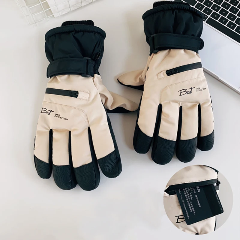 

Мужские и женские зимние перчатки с сенсорным экраном на молнии для катания на лыжах, езды на велосипеде и езды на электровелосипеде, толстые и теплые.