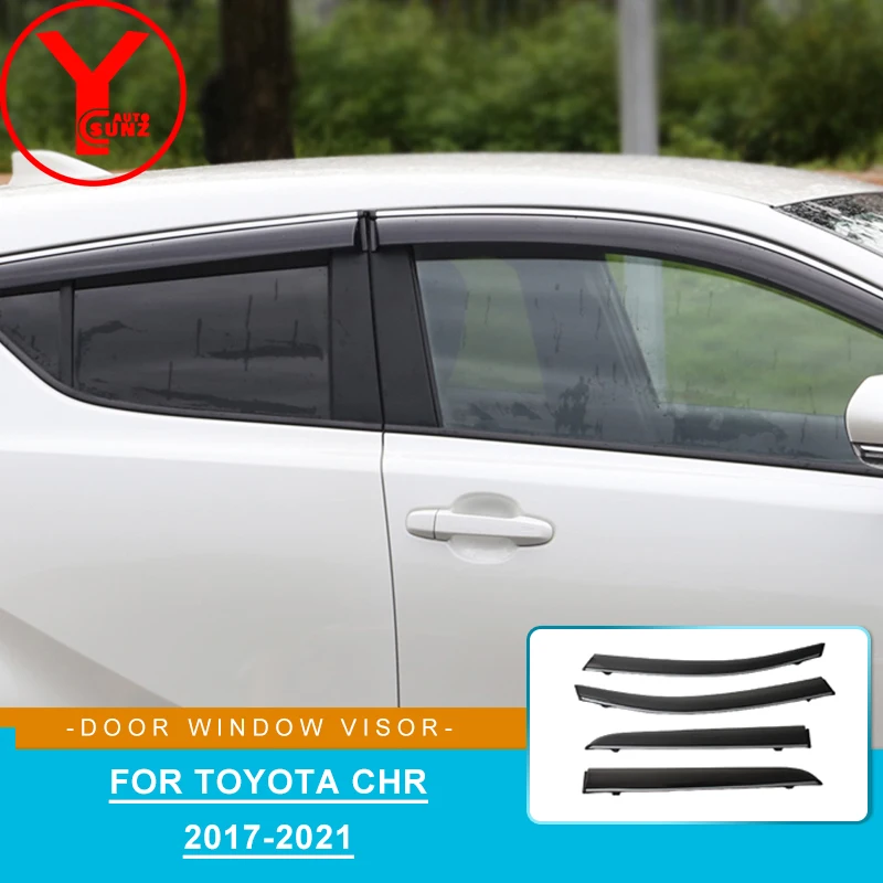 

Black Window Visor Sun Rain Deflectors Door Window Rain Guards For Toyota Chr C-hr 2017 2018 2019 2019 2020 2021 Accessories