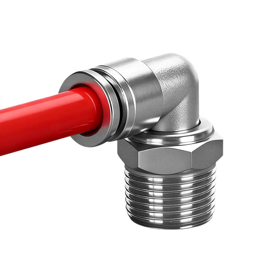 304 Stainless Steel Pneumatic Quick Connector PL Elbow Air Hose Connector External Thread 1/8 