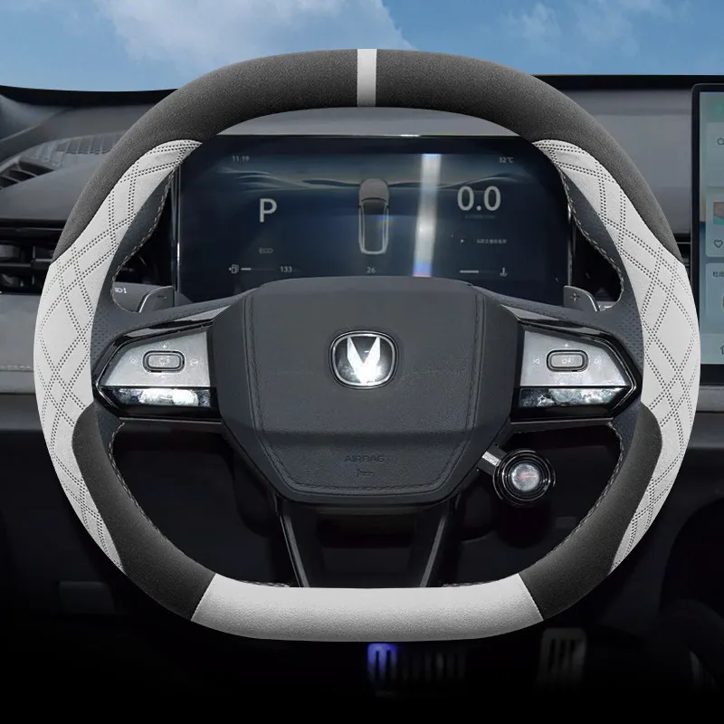Suede Car Steering Wheel Cover for Changan CS95 CS15 CS85 CS35 CS75 CS55 CX70 UNI-V UNI-T UNI-K 2023 2024 2025 2026  Accessories