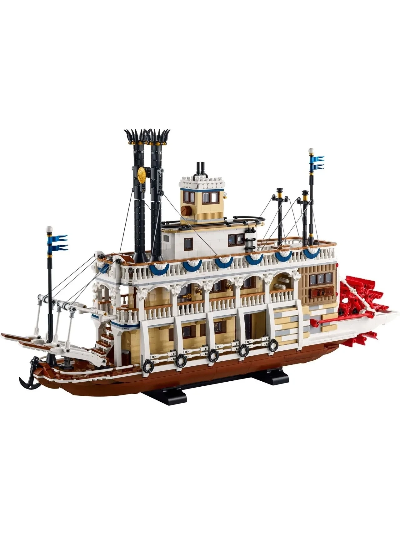 Zestawy klocków konstrukcyjnych Steamboat kompatybilne z elementami Lego, model statku parowego 21356, odpowiednie na prezenty świąteczne.