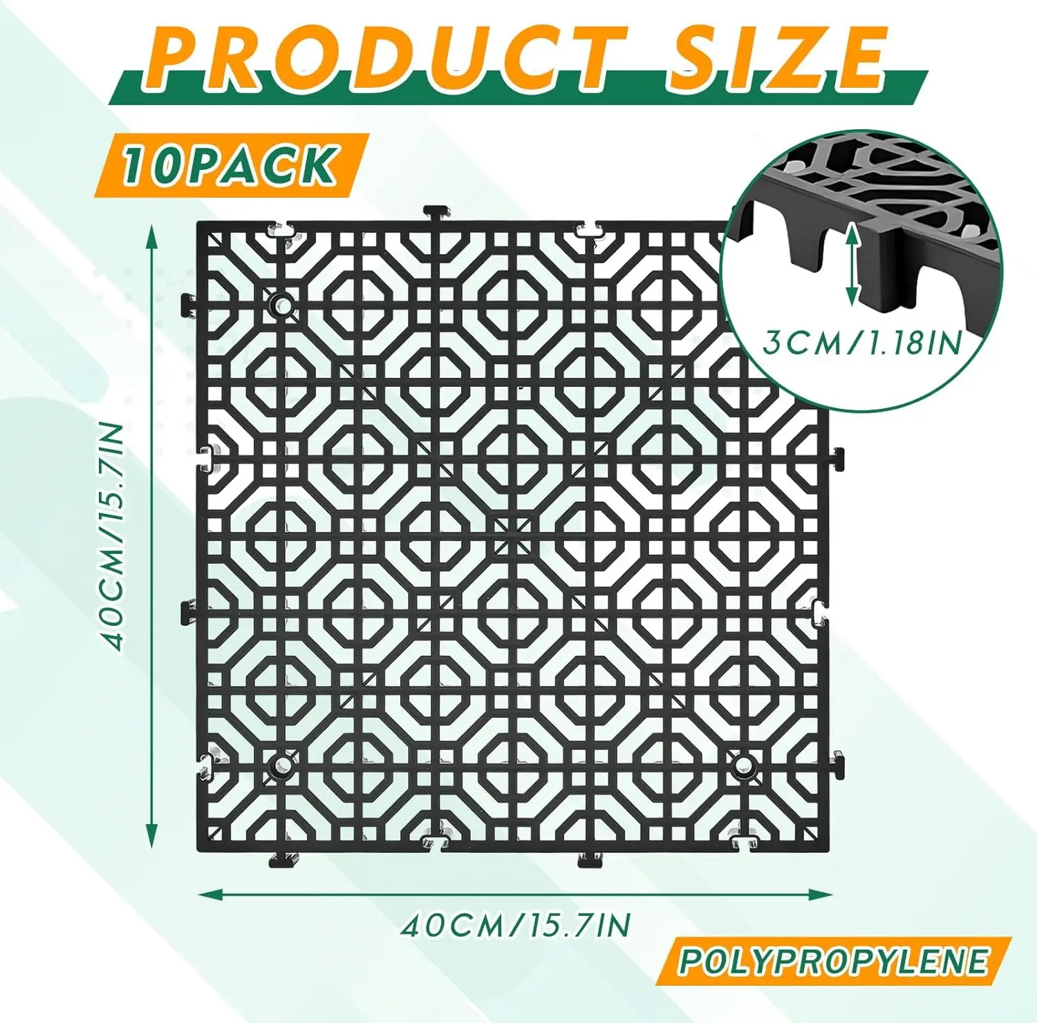 Lawn Protection Mats, Heavy Duty Material, Black, Interlocking, Non-Slip, 6613 lb Load Capacity, Gravel Grid Permeable