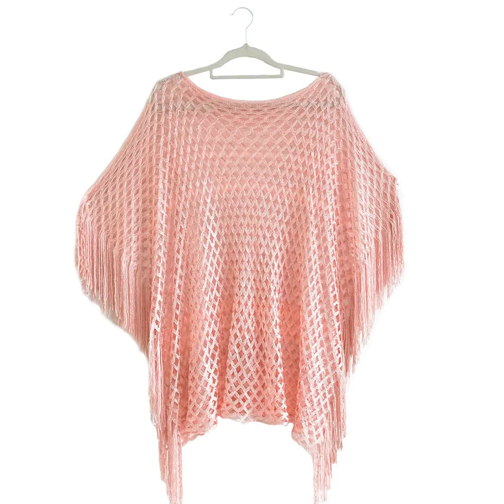 Maglione lavorato a maglia per le vacanze al mare 2025 Protezione solare Semitrasparente Maglione da spiaggia vuoto estivo sexy da donna