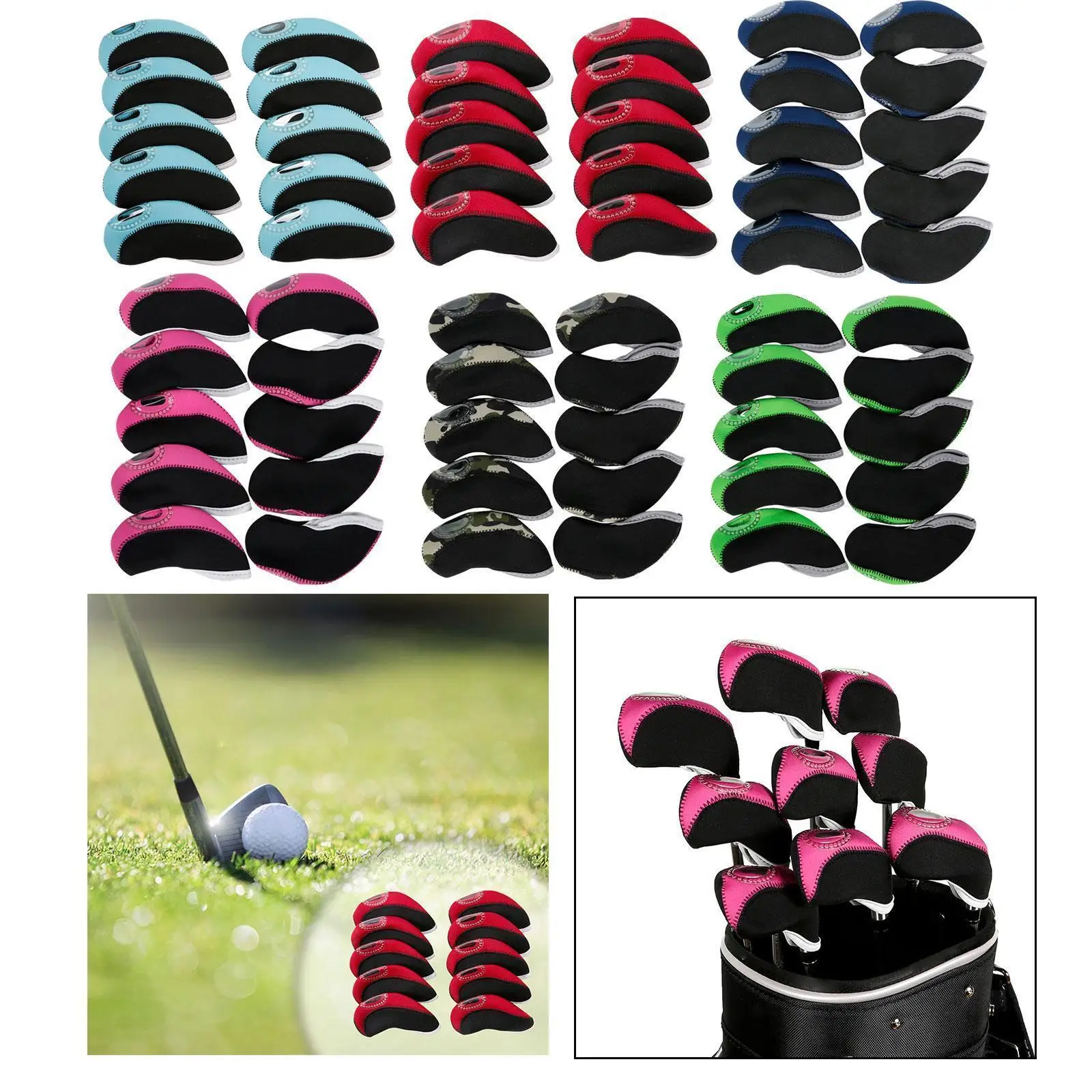 10Pcs Golf Iron Headcovers Set Golf Club Head Cover Golf Accessories Guard Golf Clubs Protector