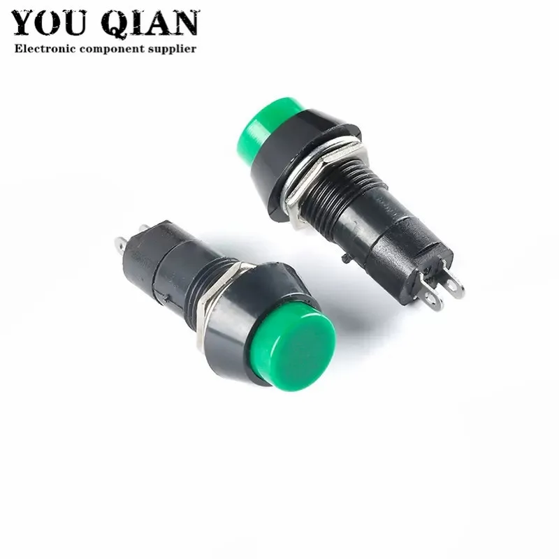 5 pces PBS-11A PBS-11B 12mm interruptor de botão de bloqueio automático plástico que trava switchs 3a 250v ac 2pin