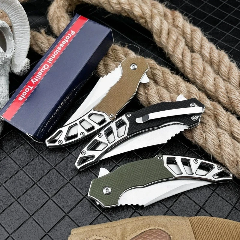 Portable Wilderness Outdoor Folding Camping Pocket Knife 5CR13 Blade G10 Handle Hunting Survival Fruit Utility Knives EDC Tools
