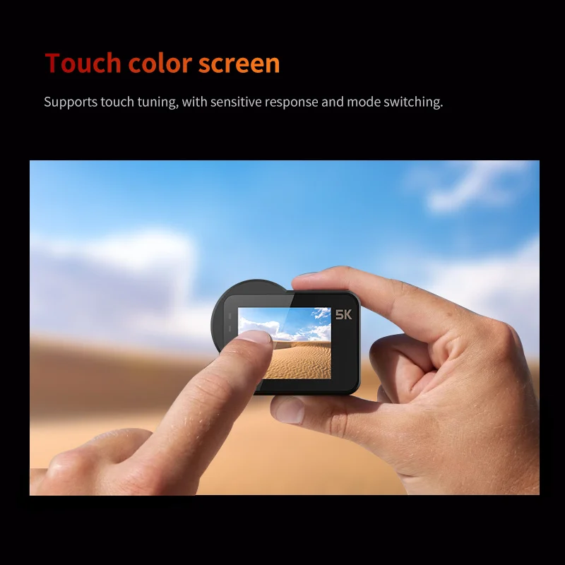 كاميرا الحركة المحمولة 5K 2.0 بوصة IPS HD شاشة تعمل باللمس IP68 مقاوم للماء واي فاي EIS مع بطاقة 128G للدراجات النارية خوذة الدراجات النارية  #5