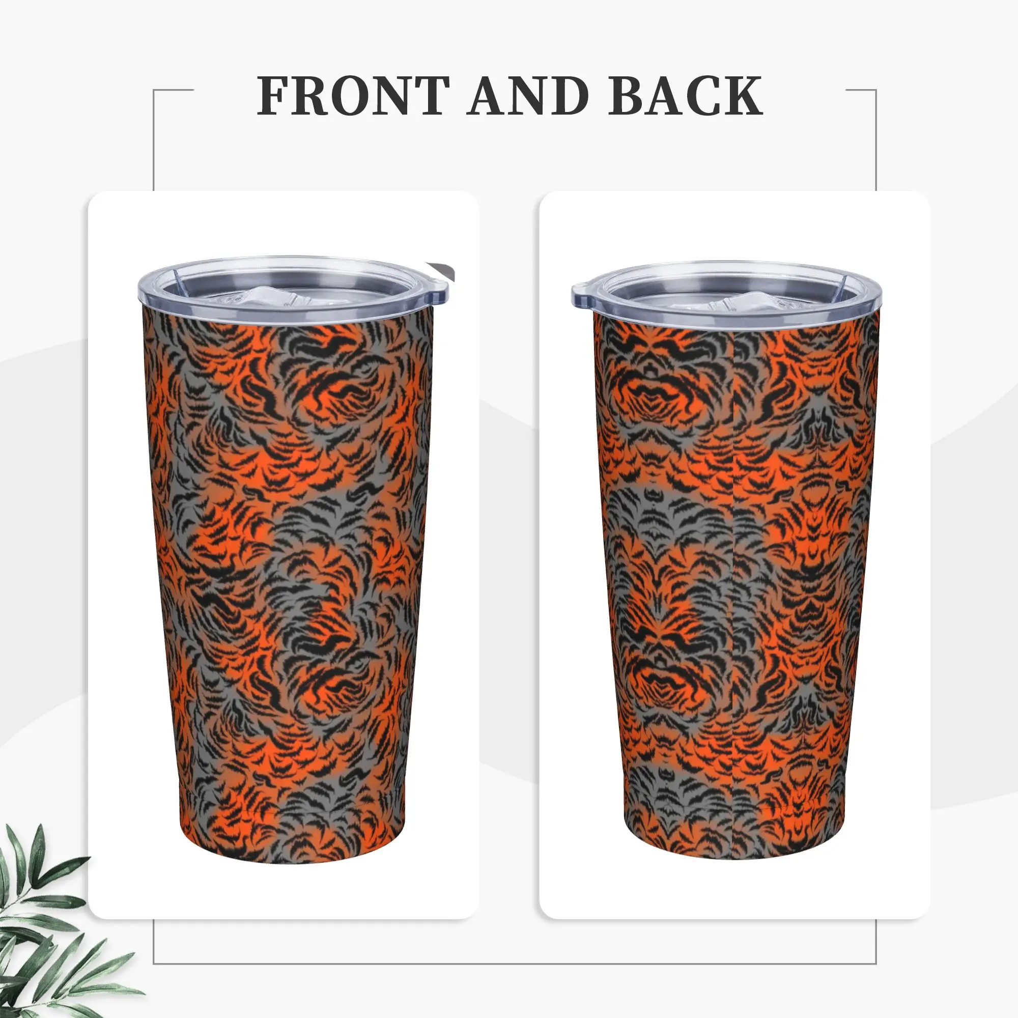 Colorful leopard skin texture Insulated Tumbler with Straws Tiger Skin Leopard Texture Vacuum Thermal Mug Cold Drinks Cup, 20oz
