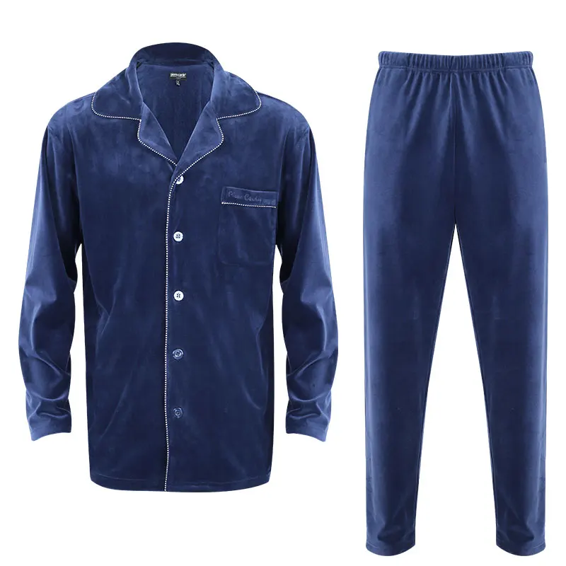 

2021 Hot Winter Men's Pajama Set Hotel Long Sleeve Thermal Warm Pajamas Tops and Bottoms Sets Sleepwear for Men Pajama