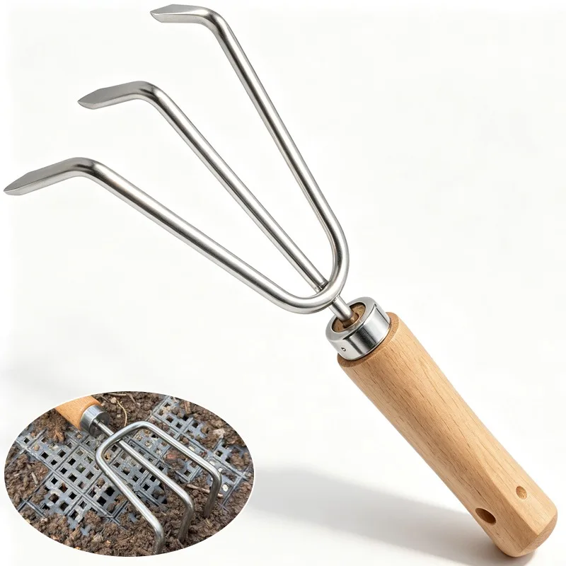 Clam Rake Digger Tool Garden Household Stainless Steel Shovel Small Spade Loose Soil Hoe Grow for Vegetables Flowers Planting