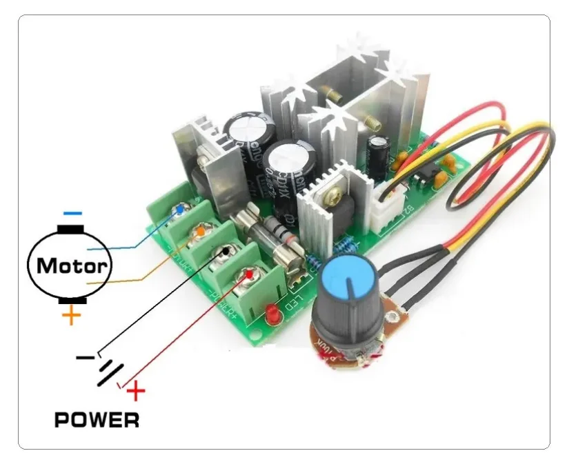 1szt Regulator prędkości silnika DC 12V 24V 36V 48V Moduł napędowy dużej mocy PWM Regulator prędkości silnika 20A Regulator prądu