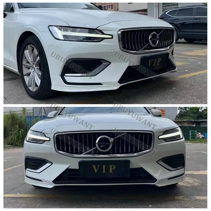 Car Styling ABS Plastic Unpainted Color Front Bumper Lip Trunk Spoiler Protector 2 Pcs For Volvo NEW S60 V60 2021 2022 2023-2024 view 2