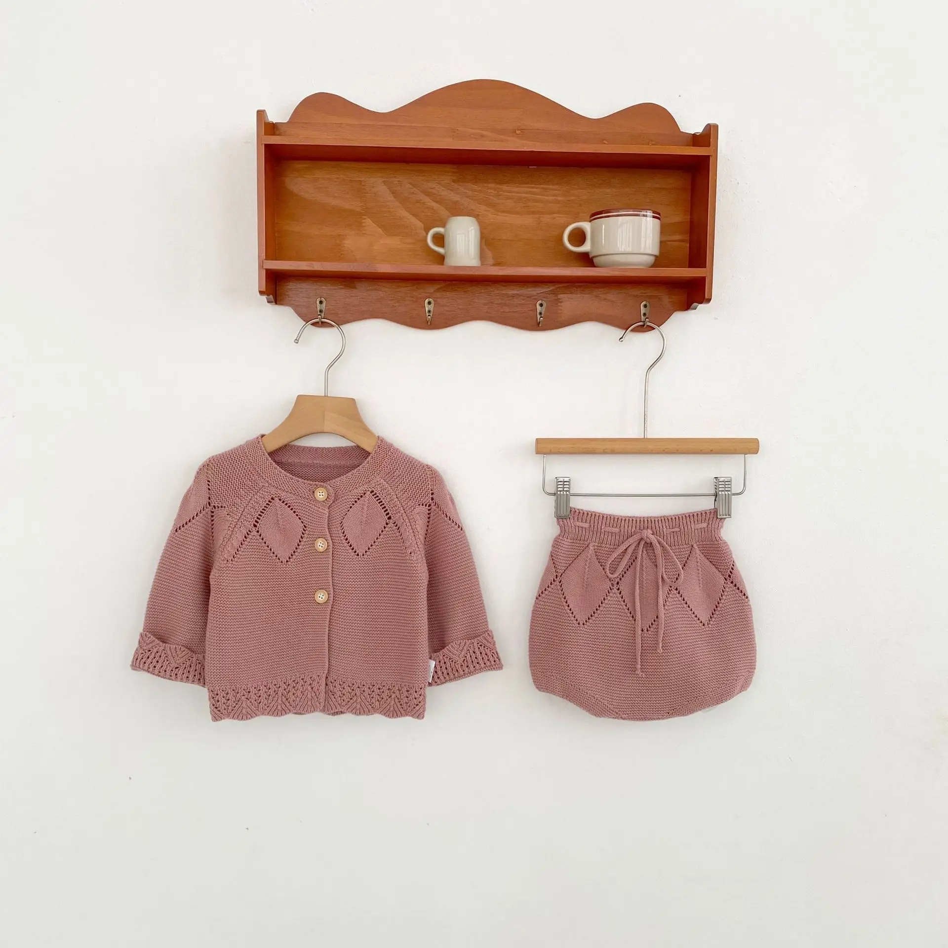 Baby Knit Set 2026 Spring Fall Long Sleeve Cardigan + Diaper Pants 2PCS Boys Girls Outwear