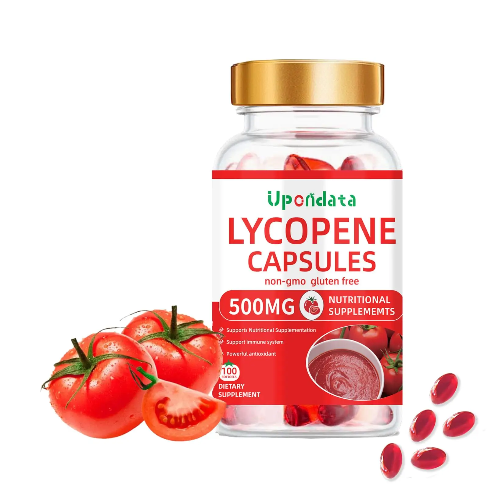 Lycopene Capsules 500mg For Prostatitis,Tomato Extract,Enhance Immunity - Lycopene Supplement - 100 Softgels Gluten-free