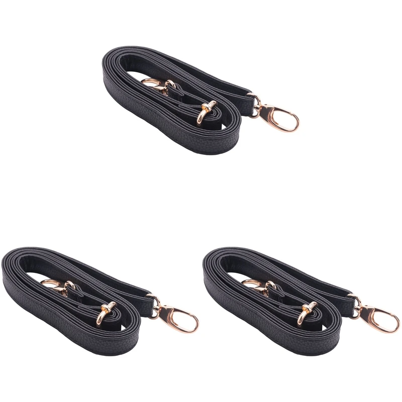 

NEW-3X DIY Replacement Leather Bag Shoulder Strap Handle Cross Body Adjustable 140 X 2Cm, Black