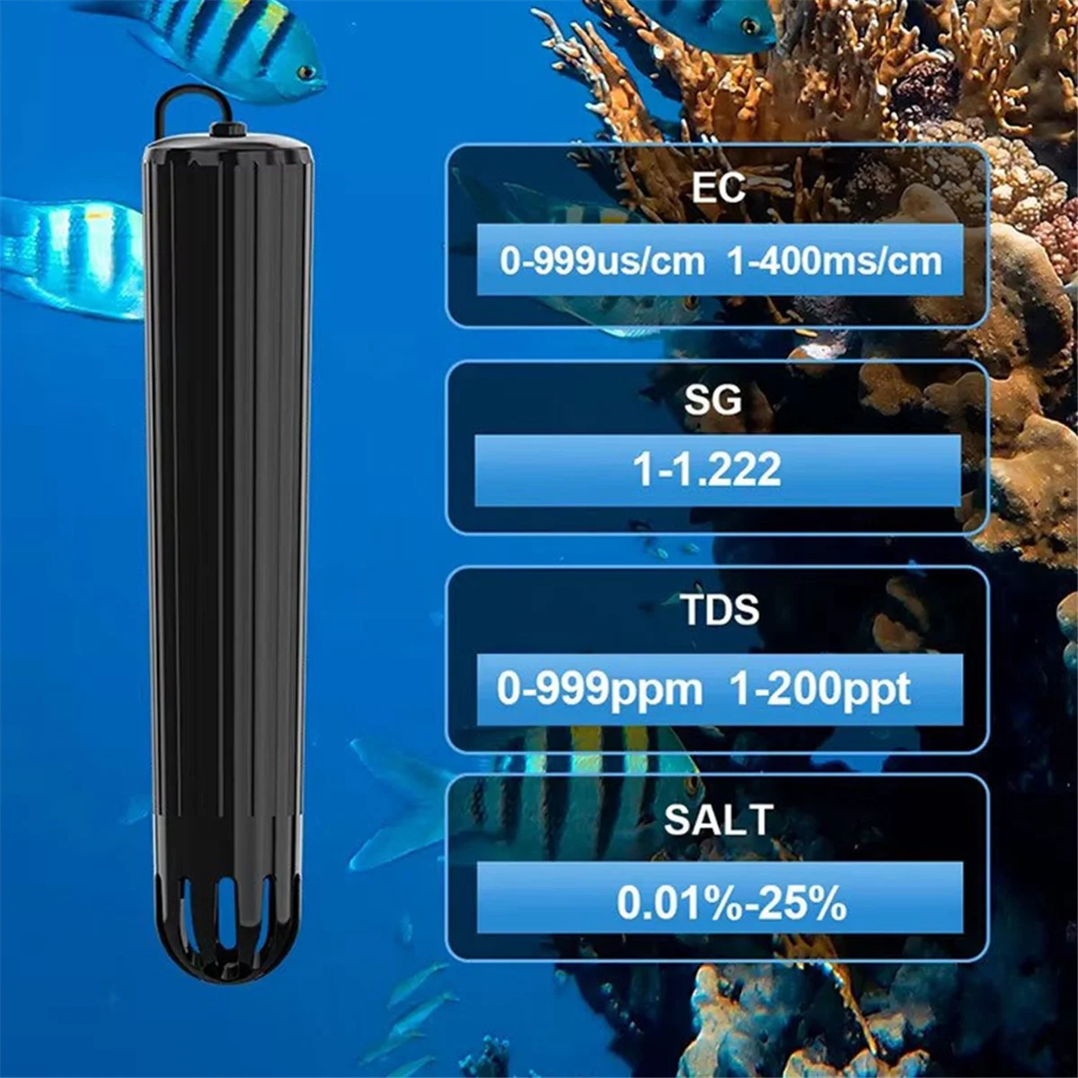 

ABNJ 7 in 1 Online Wifi Smart Monitor SALT TEMP ORP Chlorine Ph Tds Ec Meter for Aquarium Tropical Fish US PLUG