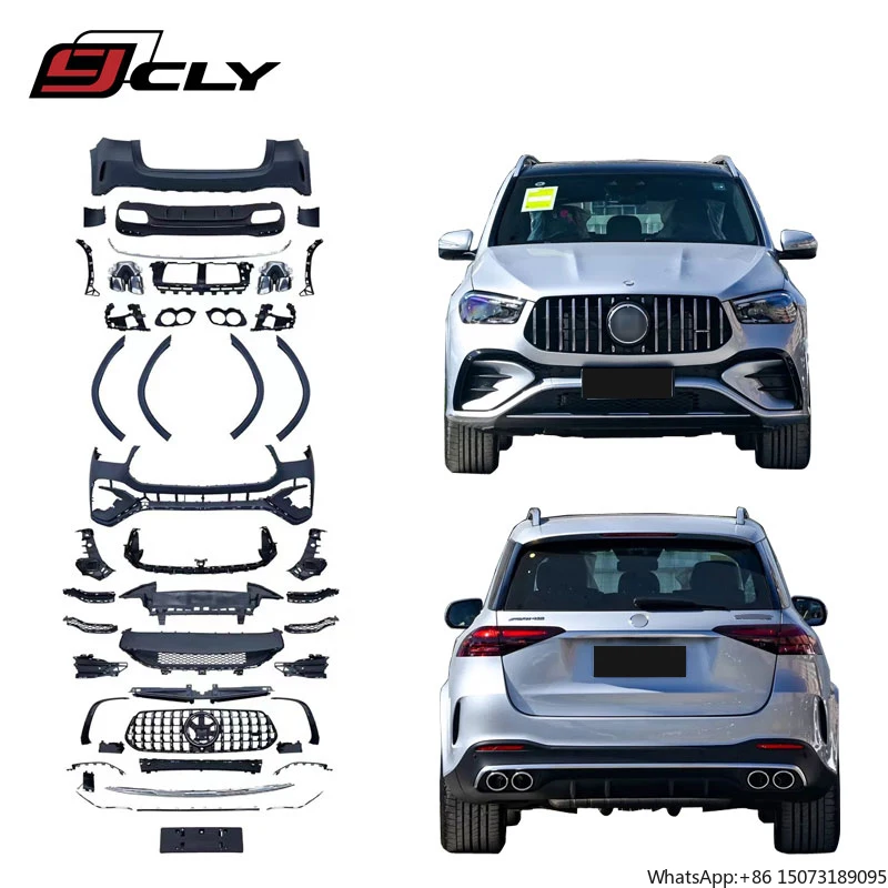 

GLE53 Bumper for 2024 GLE W167 Upgrade GLE53 Body Kit Front Bumper GT Grille Diffuser with Exhaust Fender Flare