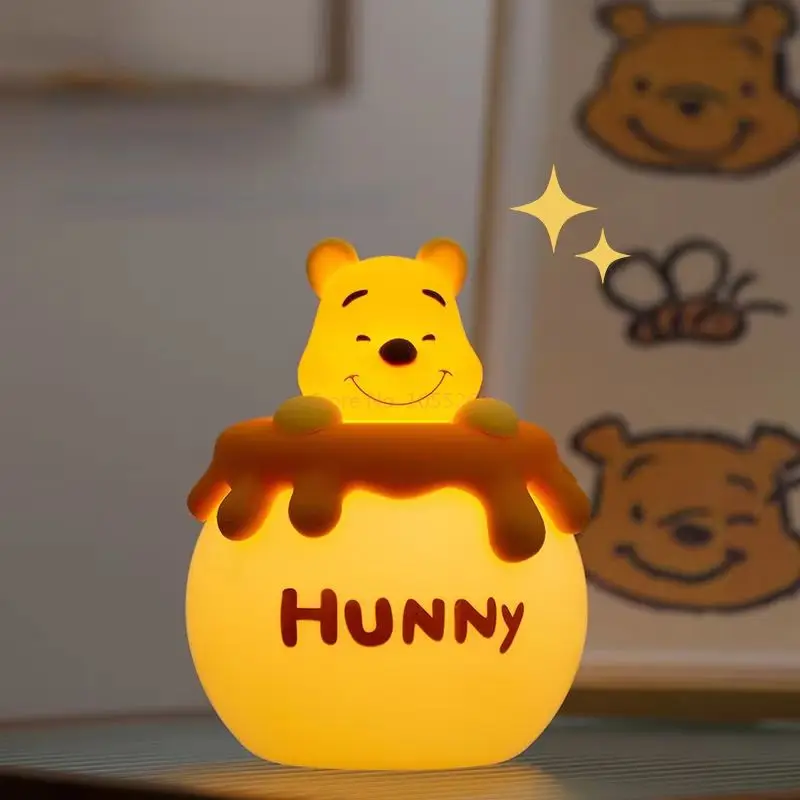 Disney Winnie Pooh Cartoon Creative Silicone Night Light Cute Night Sleep Bedside Lamp Bedroom Decoration Boys Girl Festiv Gift