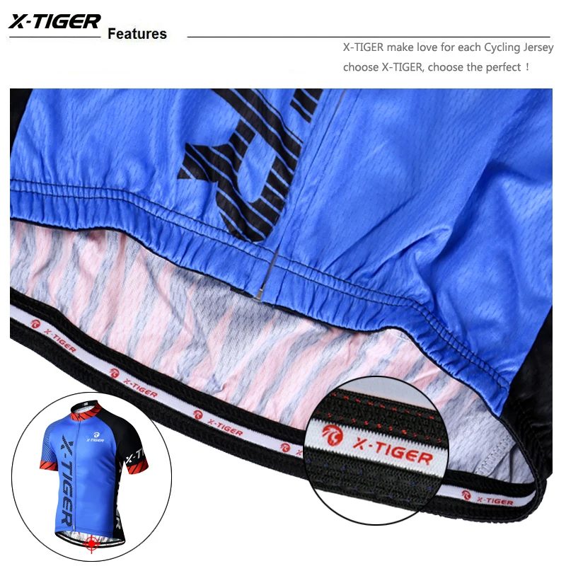 X-TIGER Cycling Jersey Men Mountain Bike Clothing Quick-Dry Racing MTB Bicycle Clothes Uniform Breathale Cycling Clothing Wear