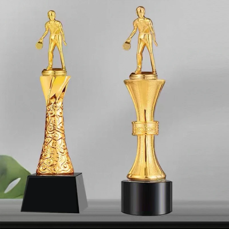 Customized Creative Resin Trophy, Crystal Base Engraved, For Table Tennis, Badminton, Award Souvenir Competition Decoration, 1Pc