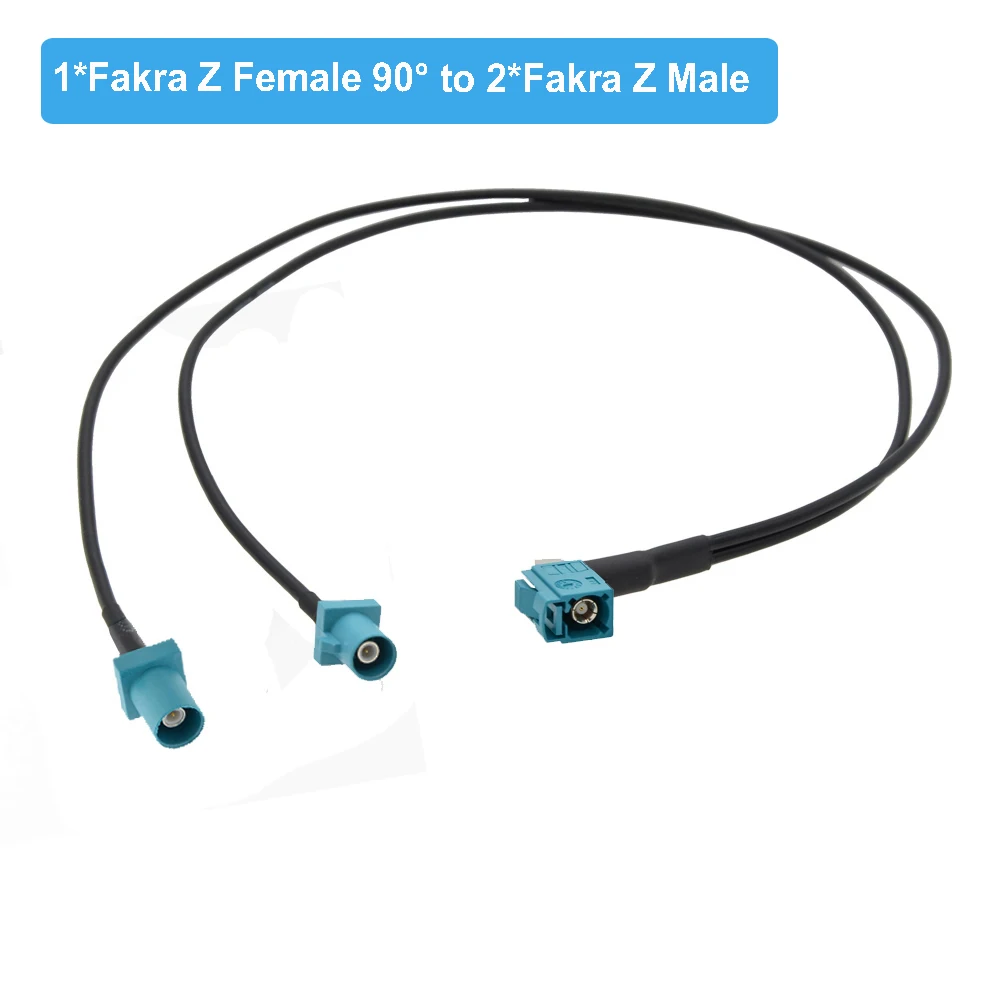 1PCS Fakra Z 2xMale to 1x Female Right Angle GPS Navigation Antenna Extension Cable for Auto Car Ship Y Type RG174 RF Coax Cable