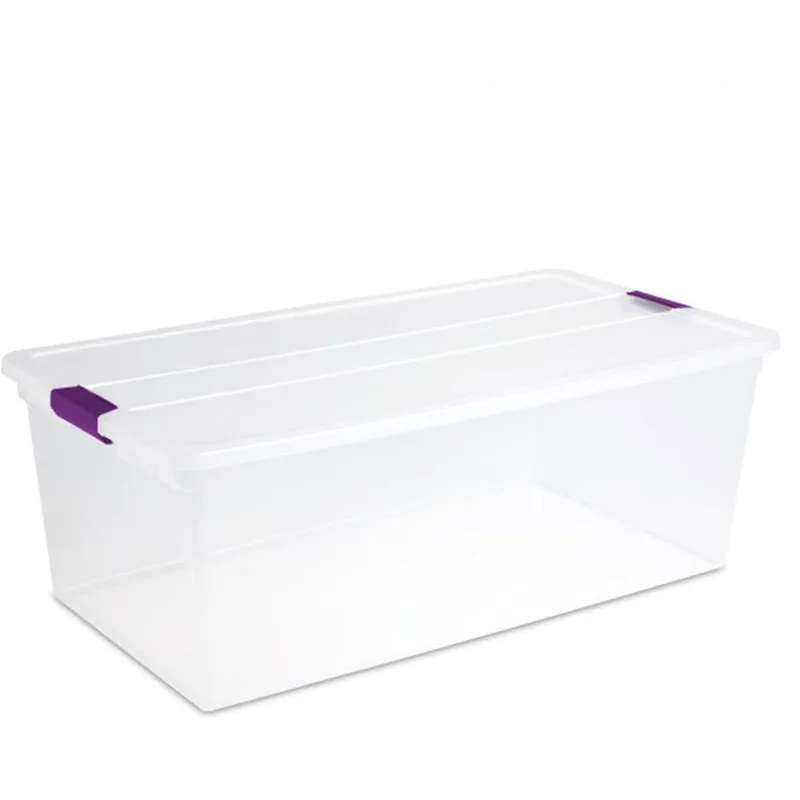 110 Qt ClearView Latch Storage Box, Stackable Bin with Latching Lid, Plastic Container Organize Clothes in Closet