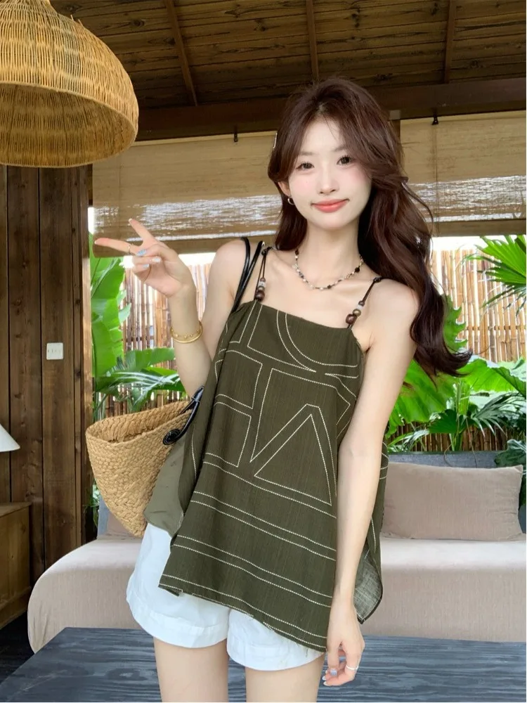 

plus Size Casual Sle Loose Fit Svel Beaded Patchwork Tank Top New Faion plus Size 2300 Pou Women's Vest