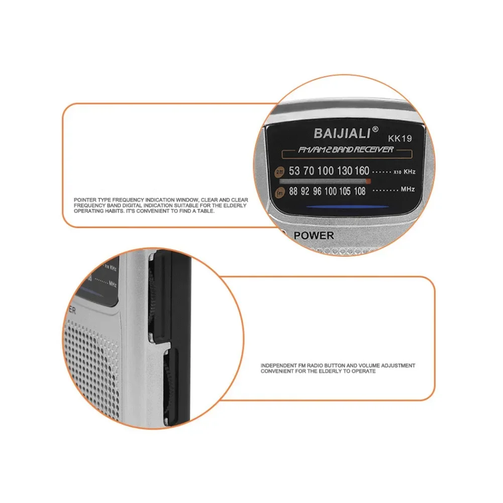 휴대용 AM FM 라디오, 배터리 작동 라디오, 최고의 수신, 쉬운 조정, 컴팩트 라디오 플레이어, 텔레스코픽 안테나