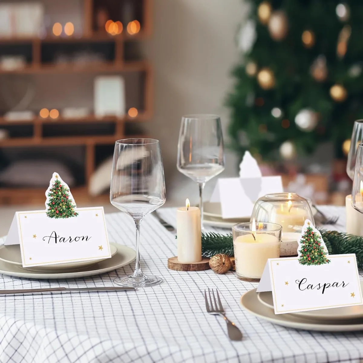 20/50/100 قطعة شجرة عيد الميلاد نمط اسم مكان بطاقة عيد ميلاد حفلة عيد الميلاد تسجيل في زميل العشاء الجلوس رقم الجدول بطاقة #5