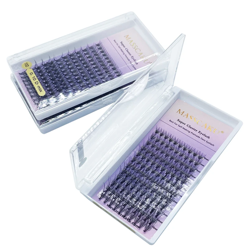 Top Grade Masscaku Synthetic Soft Silk Heat Bonded Individual Lashes C D Curl Clusters Lash Extensions Russian Volume Eyelashes