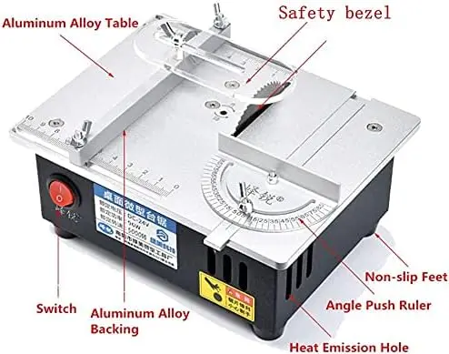 Imagem -06 - Pequena Mesa Elétrica Viu com Serras de Bancada Carpintaria Torno Bancada Doméstica Modelo Pcb Faça Você Mesmo Ferramenta de Corte Lâmina 63 mm