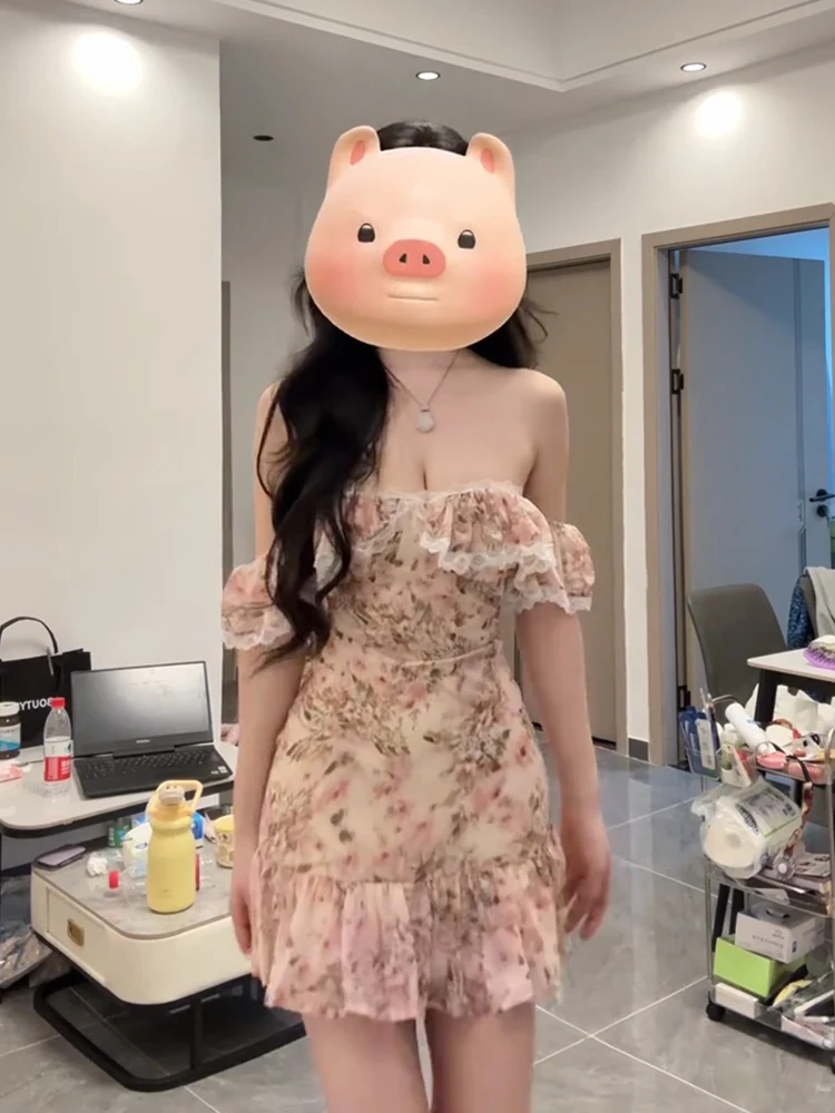 

Женская летняя повседневная юбка XZY с кружевной отделкой на одно плечо, больших размеров, с эффектом утягивания талии, из полиэфирного волокна