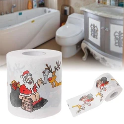 2023 Christmas Toilet Paper Festival Theme Printed Wood Pulp Toilet Paper Festive Gifts Roll Santa Claus Reindeer Decor Supplies