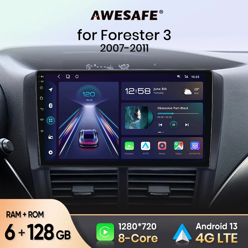 AWESAFE Wireless CarPlay Android Auto Autoradio for  Subaru Forester 3 SH 2007 2008 2009 2010 2011 2011 2012 2013 For Impreza GH