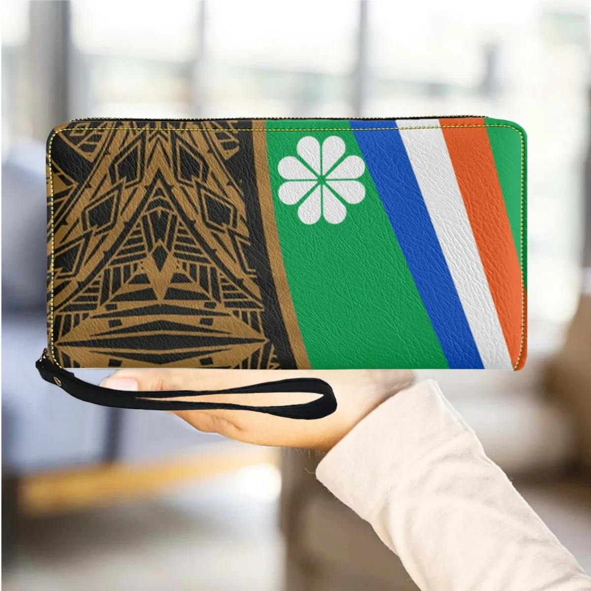 Marshall Island Kwajalein Flag Women Wallets Polynesia Luxury Leather Ladies Purse with Zipper Casual Multifunction Card Holder