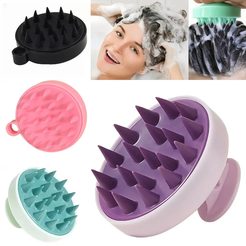 

Bath Shower Brush with Handle,Manual Scalp Massage Brush,Plastic Silicone Bristles Hair Washing,Clean Relaxing Daily Spa Care