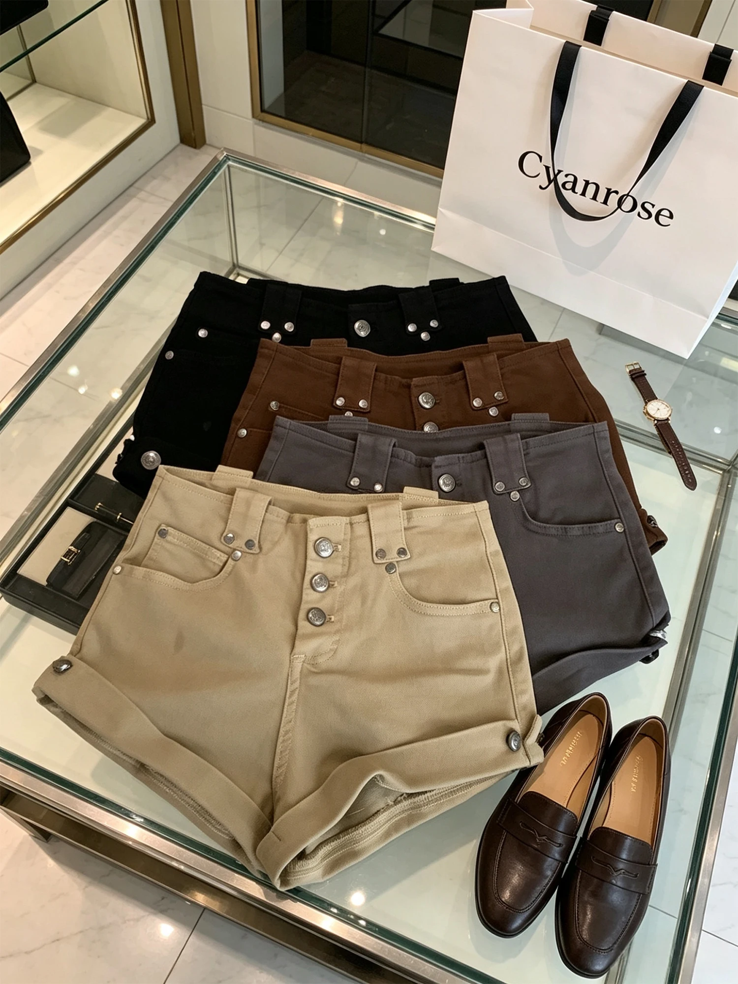 Women's Khaki Denim Shorts 2000s Y2k Gyaru Micro Boot Jean Shorts American Vintage High Waist Cowboy Hot Pants for Women Summer