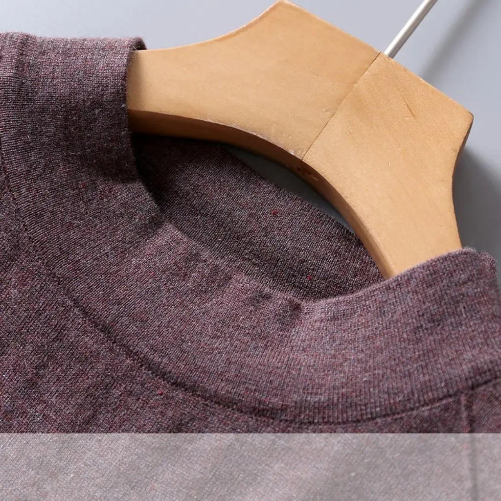 

Women's Silk Crewneck Mid-Sleeve Base Shirt Autumn Winter Knitted Top Silk Cashmere Single Wear