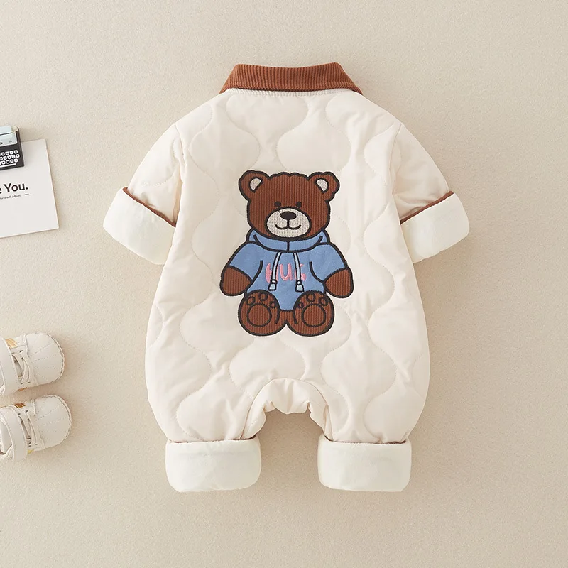 

New-born baby autumn and winter thickened 0-1 year old onesie baby cotton clothing warm clothes children crawling suit